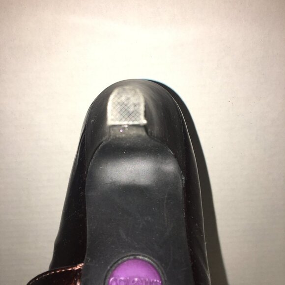 Me Too Chocolate Brown Heels 3 Inch Patent Strap/Buckle - Picture 11 of 13